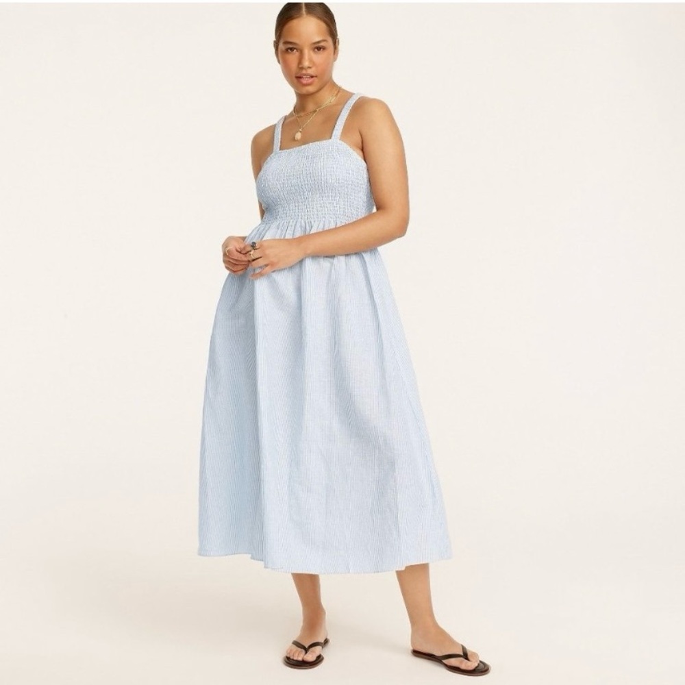 J. Crew Light Blue Smocked Midi Maxi Dress